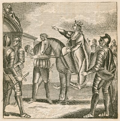 La reina Margarita haciendo que la cabeza del duque de York se fije en las puertas de la ciudad de York de English School