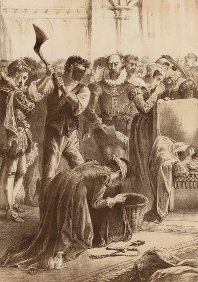 Reina María, "Decapitada en Fotheringay" (litografía) de English School
