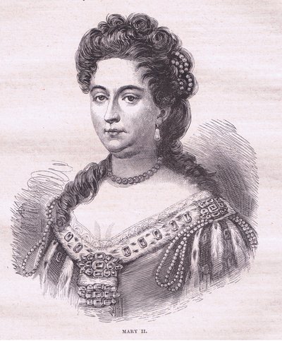 Reina María II de Inglaterra (litografía) de English School