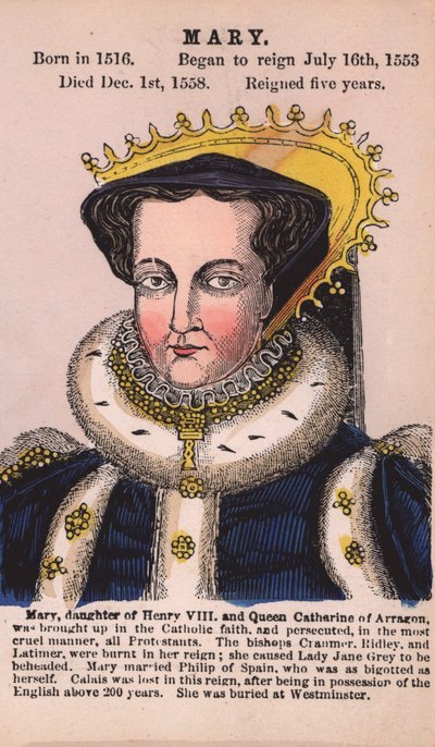 Reina María I (grabado coloreado) de English School