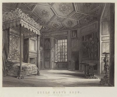 Habitación de la Reina María, Palacio de Holyrood (grabado) de English School