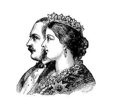 La Reina Victoria y el Príncipe Consorte (grabado) de English School
