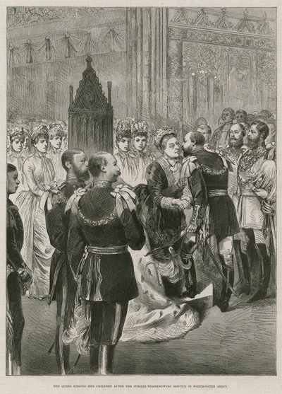 La reina Victoria besando a sus hijos de English School