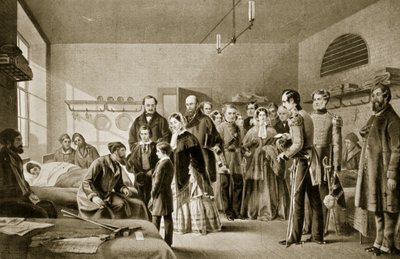 La Reina Victoria visitando a los heridos de English School