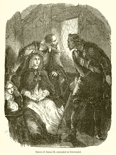 Reina de James II oculta en Gravesend de English School