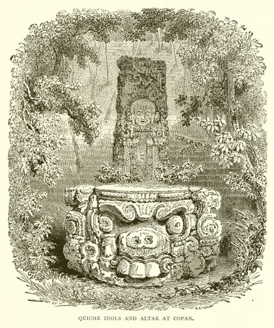 Ídolos quiché y altar en Copán de English School