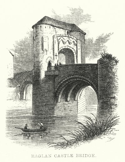 Puente del Castillo de Raglan (grabado) de English School