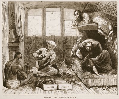 Viaje en tren en India, ilustración de Cassells Illustrated History of England de English School