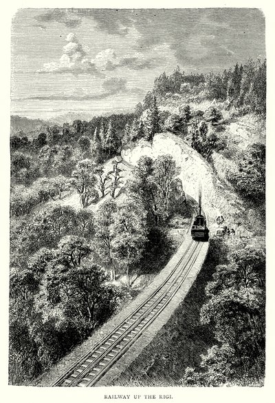 Ferrocarril por el Rigi (grabado) de English School