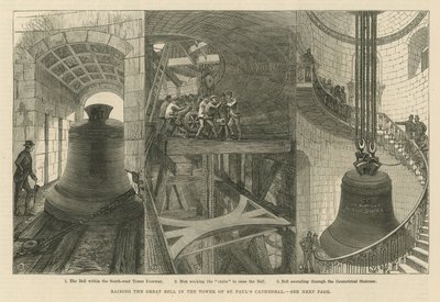 Elevación de la gran campana en la torre de la Catedral de San Pablo de English School
