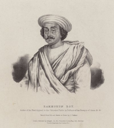 Ram Mohan Roy, filósofo indio, reformador y fundador del movimiento Brahmo Sabha (lito) de English School