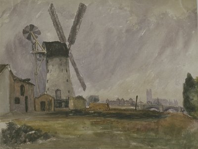 Molino de Randall, Battersea, Nine Elms (lápiz sobre papel) de English School