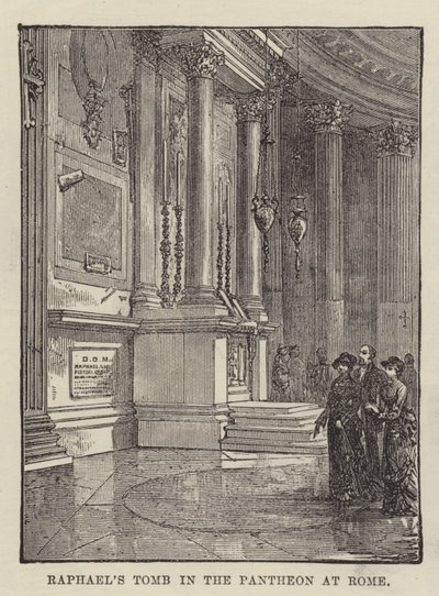La tumba de Rafael en el Panteón de Roma (grabado) de English School
