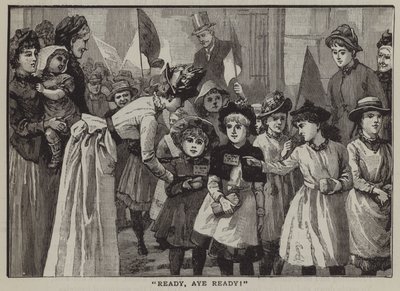 "¡Listos, siempre listos!": un grupo de niños yendo a un viaje de verano al campo (grabado) de English School