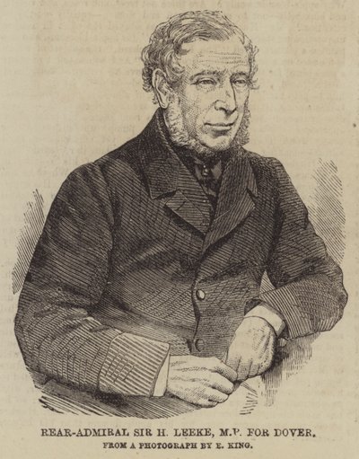 Contraalmirante Sir H Leeke, MP por Dover (grabado) de English School