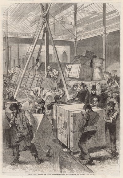 Recepción de mercancías en el edificio de la Exposición Internacional de English School