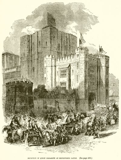 Recepción de la Reina Isabel en el castillo de Kenilworth de English School