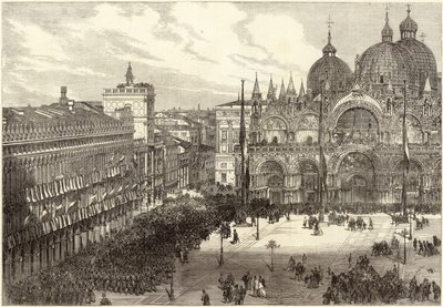 Recepción de las tropas italianas frente a la Catedral de San Marcos de English School