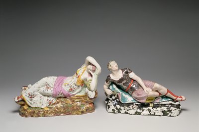 Figuras reclinadas de Cleopatra (69-30 a.C.) y Marco Antonio (c.82-30 a.C.), Staffordshire, c.1810-20 de English School