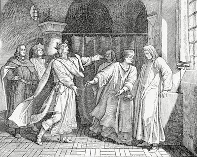 Reconciliación de Luis IV, rey de los romanos, con Federico el Hermoso, rey de Alemania en 1325 de English School