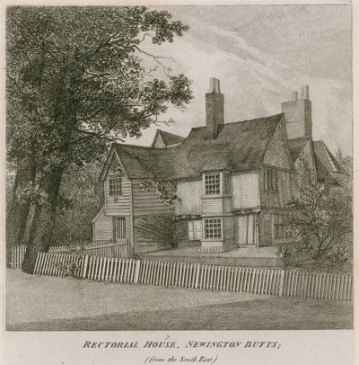 Casa Rectoral en Newington Butts, Southwark, Londres, desde el sureste de English School