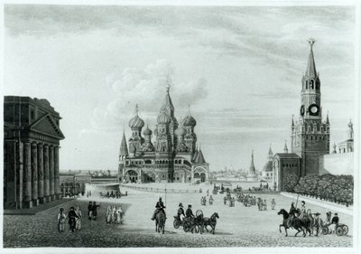Plaza Roja, Moscú, de El Carácter de los Rusos y una Historia Detallada de Moscovia por Robert Lyall, publicado en 1823 de English School