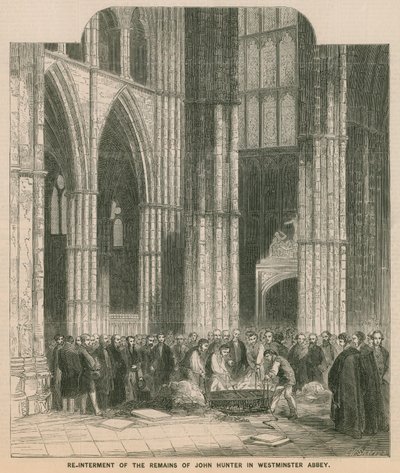 Reinhumación de los restos de John Hunter en la Abadía de Westminster de English School
