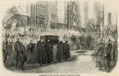 Reentierro de los restos de John Hunter en la Abadía de Westminster de English School