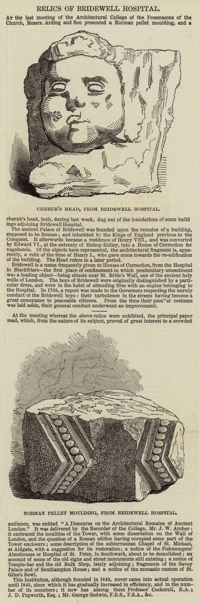 Reliquias del Hospital Bridewell (grabado) de English School