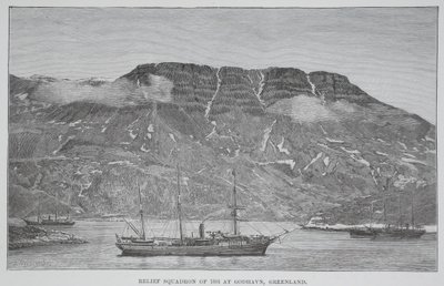 Escuadrón de socorro de 1884 en Godhavn, Groenlandia, pub. Londres 1886 de English School