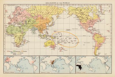 Religiones del mundo (litografía en color) de English School