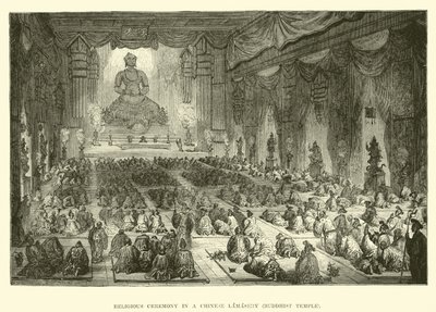 Ceremonia religiosa en un Lamaserio chino, Templo Budista de English School
