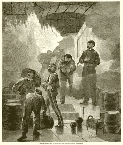 Removiendo Pólvora del Almacén de Fort Sumter durante el Bombardeo de English School
