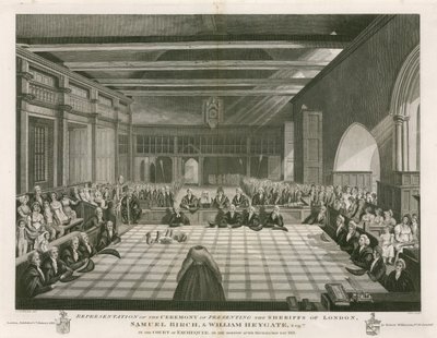 Representación de la ceremonia de presentación de los Sheriffs de Londres de English School