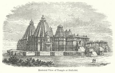 Vista restaurada del templo de Hullabid (grabado) de English School