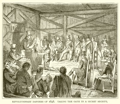 Peligros revolucionarios de 1848. Juramento en una sociedad secreta de English School