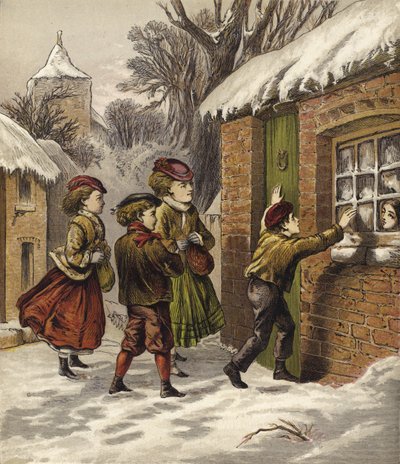 Niños ricos visitando a niños pobres en Navidad de English School