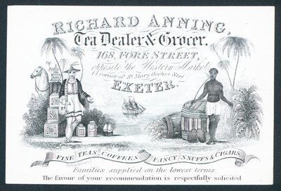 Richard Anning, comerciante de té y tendero, tarjeta comercial de English School