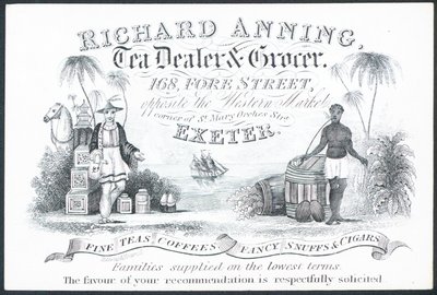 Richard Anning, comerciante de té y tendero, tarjeta comercial de English School