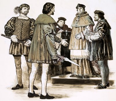 Richard Hunne interrogado por el obispo de Londres Richard Fitzjames de English School