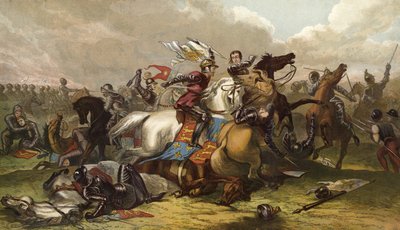 Ricardo III y el Conde de Richmond en la Batalla de Bosworth de English School
