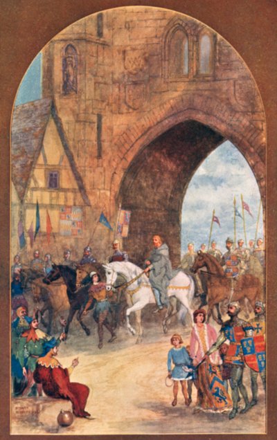 Ricardo II hecho prisionero por Henry Bolingbroke llevado a Chester de English School