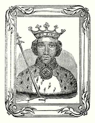 Ricardo II nació en 1366, fue coronado en 1377 y asesinado en 1399 (grabado) de English School