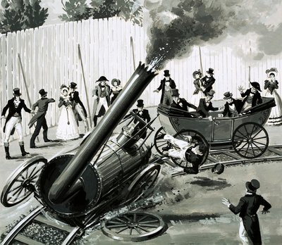 Richard Trevithick construyó un pequeño ferrocarril circular en Londres para introducir a la gente en los viajes en tren de English School