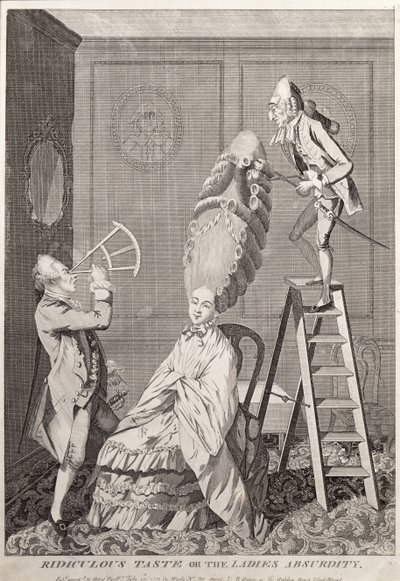 Gusto ridículo o la absurdidad de las damas, pub. por A. Darly, Londres, 1771 de English School