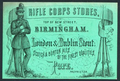 Rifle Corps Stores, tarjeta comercial del propietario, Pope de English School