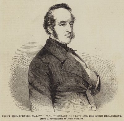 El muy honorable Spencer Walpole, MP, Secretario de Estado para el Departamento del Interior (grabado) de English School