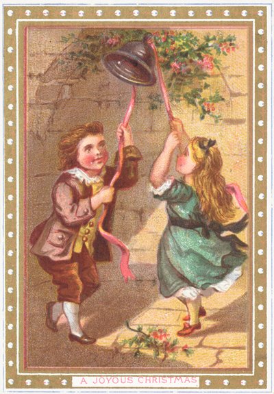 Tocando la campana, tarjeta de Navidad de English School