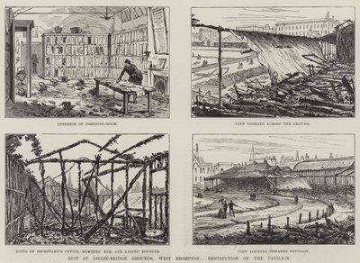 Disturbio en los Terrenos de Lillie-Bridge, West Brompton, Destrucción del Pabellón de English School