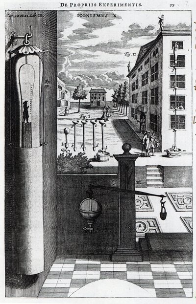 Diseños e ideas de Robert Boyle para la bomba de vacío publicados en 1669 de English School